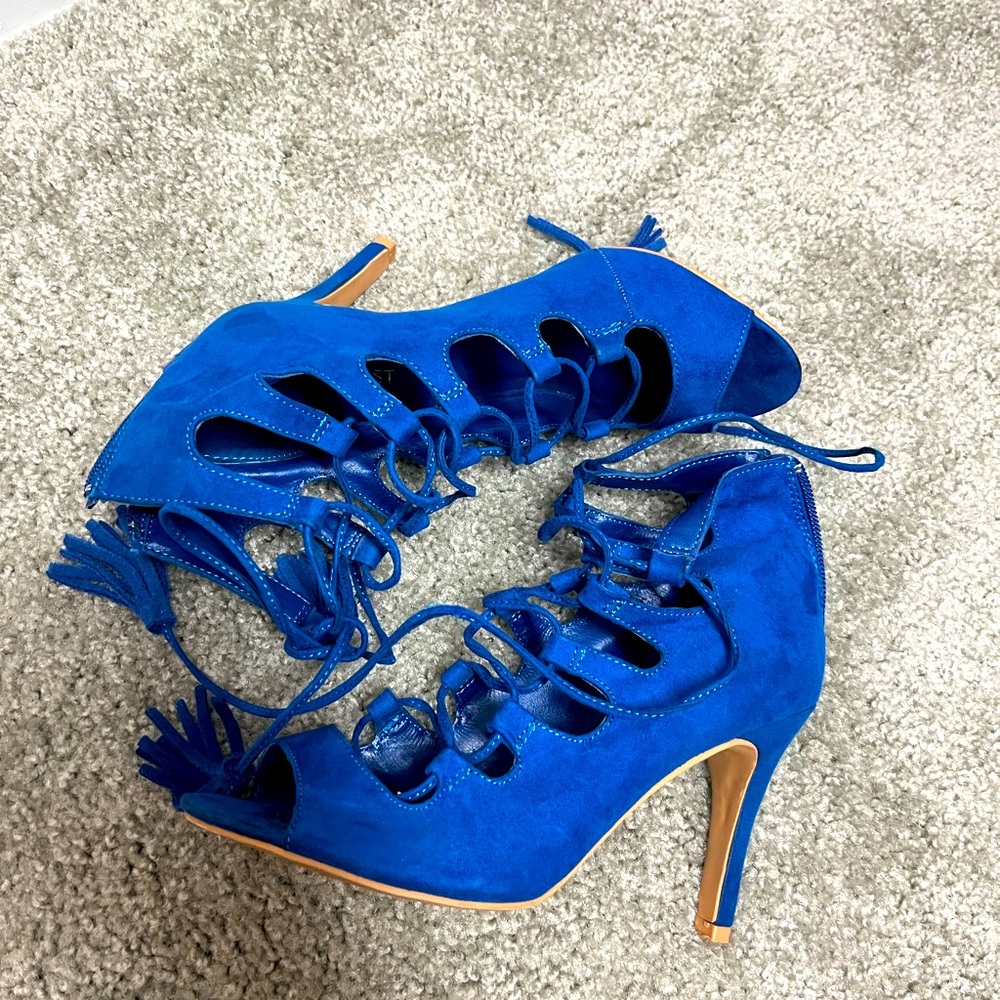 Royal Blue Nine West Laced Heels